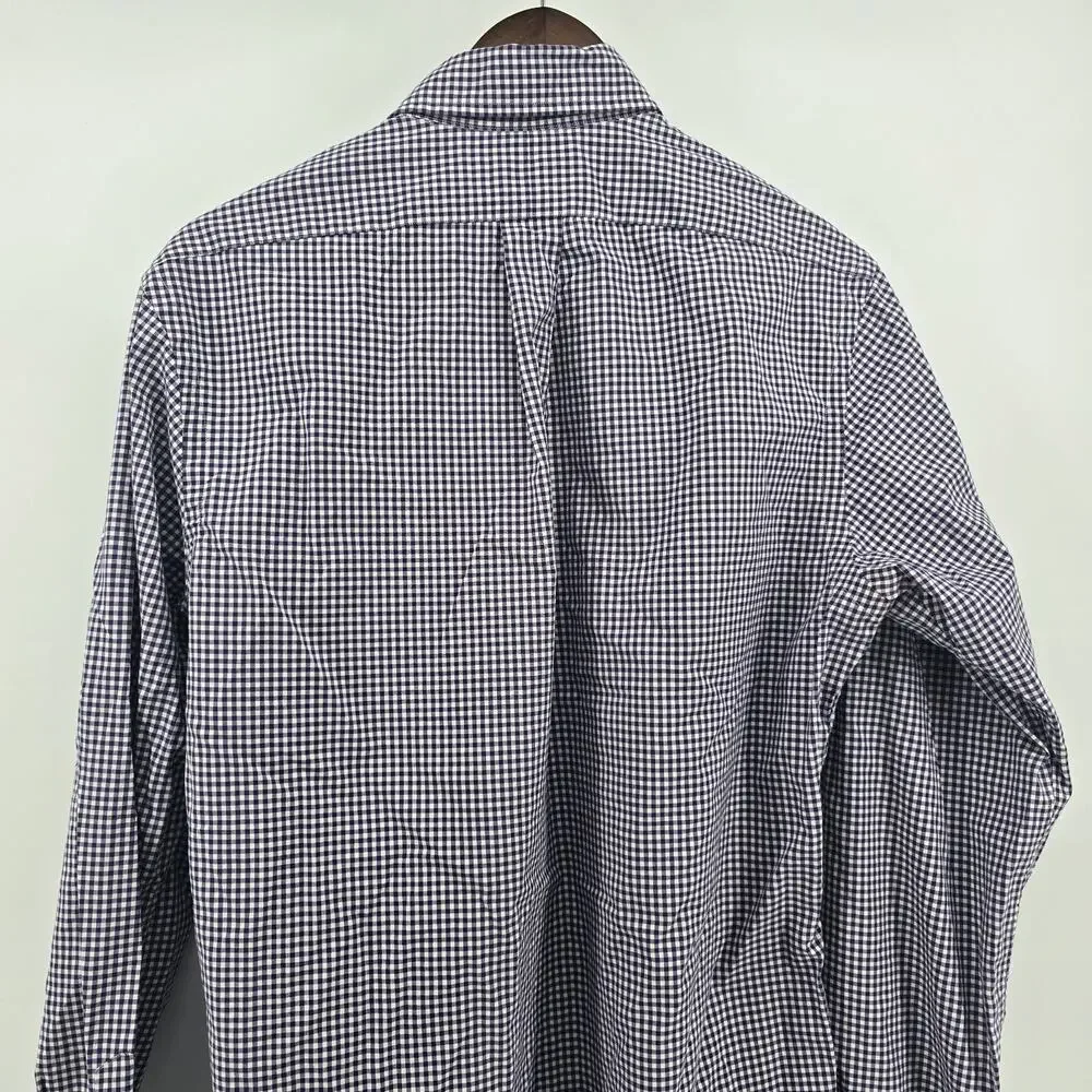 Polo Ralph Lauren Men Blue Gingham Button Down Shirt Size Medium custom fit Pony